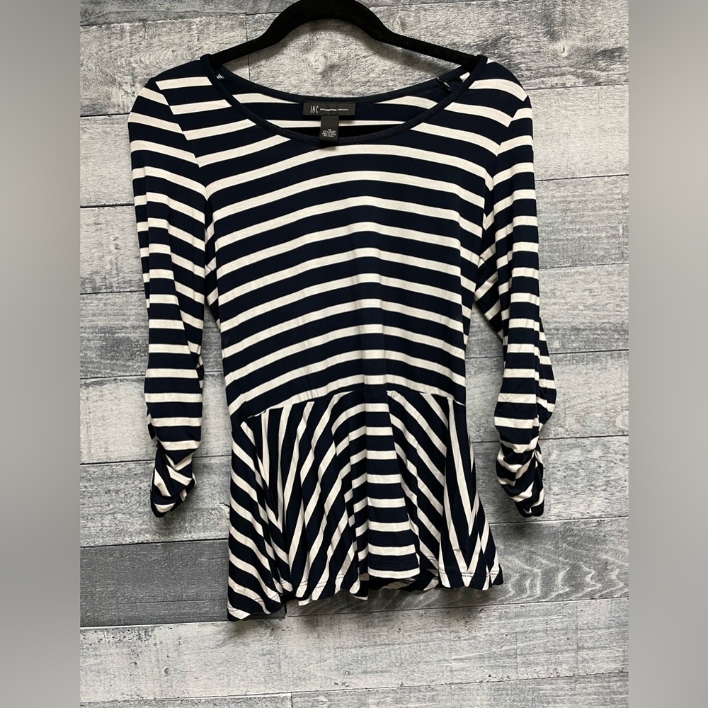 INC medium top stripes ruffled arms